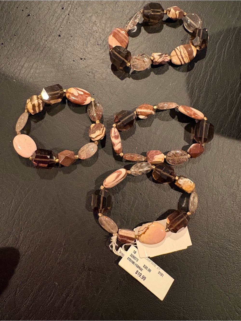 Handcrafted Pink & Brown Beaded Stretch Bracelet - Women Jewelry